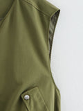 KYLETHOMASW  -  Autumn Women O Neck Front Zipper Loose Casual Vest Vintage Solid Sleeveless Outerwear