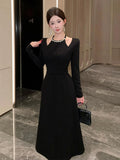 KYLETHOMASW  -  Chic Women Elegant Black Sexy Halter Slim Maxi Dress Evening Cocktail Party Club Prom Robe Female Vestidos Casual Spring Autumn