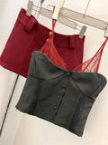 KYLETHOMASW  -  Pure Desire Lace Patchwork Sexy Contrasting Color Sleeveless Camisole Vest Summer New Slim Fit Skirt Two-piece Set