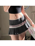 Kylethomasw Woman Cotton Skirt Lace Pleated Tight Bodycon Skirt Low Waist A-line Knee Length Skirt Patchwork Korean Sweet Gyaru Ballet Core