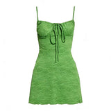 KYLETHOMASW  -  Women's Modest One Piece Swimsuit Pure Sweet Ruched Bathing Suit with Tummy Control Green Mini Dress Holiday Summer Beach