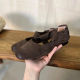 KYLETHOMASW  -  Flat Shoes Women's New Spring and Autumn Summer Genuine Leather Retro Round Toe Flat Ballet Shoes Mary Jane Single Shoe Flats