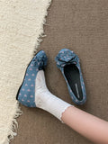 KYLETHOMASW  -  Fashionable Thick Heel Mary Janes Women's Slip-On Shoes Polka Dot  Bow Knot Casual Comfy Footwear Summer Season