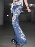 KYLETHOMASW  -  Harajuku Subculture Flared Jeans Woman Summer Y2k Gothic Hot Chick Streetwear Loose Jean Pants Vintage Design Distressed Clothes