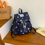 KYLETHOMASW  -  Women Small Nylon Cartoon Print Drawstring Backpack Casual Cute Flap Daypack for School & Daily Use New Trend Backpacks