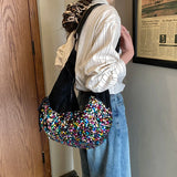 KYLETHOMASW  -  Women's Silver Sequin Crossbody Bag Drawstring Design Shiny Party Evening Casual Shoulder Bag Fashion Sparkly Handbag