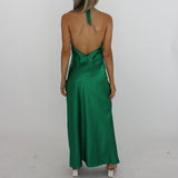 KYLETHOMASW  -  Elegant Satin Maxi Dresses For Women Birthday Party Sexy Chest Wrap Backless Bandage Halter Long Dress Club Evening Robe Summer