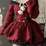 KYLETHOMASW  -  2024 Y2K Christmas Red Elegant Party Dress Women Casual Sweet Plaid Bow Dresses Female Korean Fashion Chic Kawaii Mini Dress