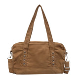 KYLETHOMASW  -  Women Canvas Washed Boston Tote Bag Solid Color Daily Commute Shoulder Crossbody Bags New Trend Fashion Handbags and Purses