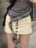KYLETHOMASW  -  American Single Breasted Denim Skirts Y2k Sexy Low-waisted Bodycon Skirt Forwomen Summer New All-match Faldas Mujer