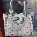 KYLETHOMASW  -  Japanese Sweet Cute Tote Bag Women Bow Pearl Rhinestone Crossbody Bag Ladies Lace Lolita Girl Kawaii Elegant Shoulder Bags Chic
