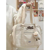 KYLETHOMASW  -  Vintage Casual Canvas Shoulder Bag Women Harajuku Aesthetic Zipper White Handbag Tote Bag Female Retro Crossbody Bags