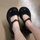 KYLETHOMASW  -  Sweet Cute Style Women Shoes Mary Janes Butterfly-Knot Crude Heel Women Shoes Big Size 35-43 Buckle Strap Young Chaussure Femme