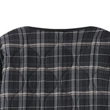 KYLETHOMASW  -  Ethnic Women Gray Plaid Wave Quilting Full Sleeve Loose Coat Outerwear Autumn Winter Covered Buttons O Collar Quilted Jacket