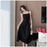 KYLETHOMASW  -  New Solid Color Sling Dress Women's Summer Korean Elegant Lady Pleated Dress Fashion Beach Sexy Backless A-line Dresses