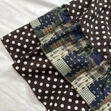 KYLETHOMASW  -  Vintage Mori Girl Style Polka Dot Patchwork Plaid Midi Skirt Womens A-line High Waist Kawaii Brown Ruffle Long Skirt Fall Winter