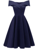KYLETHOMASW  -  New Vintage Women Summer Dresses Off Shoulder V-Neck Retro 50s 60s Elegant Dress Sexy Rockabilly Party Dress Midi Vestidos