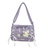 KYLETHOMASW  -  Dot Print Crossbady Bag Flap Transparent Sac Femme New Lace-up Bow Bolso Sqaure Bolsos De Mujer Underarm  Bags for Woman