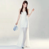 KYLETHOMASW  -  Summer 2PCS Sexy Spaghetti Strap Print Dress for Women Korean Fashion Slim Fit and Slimming Temperament Elegant Long Dress