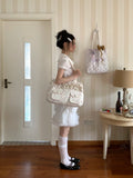 KYLETHOMASW  -  Floral Canvas Lace Shoulder Bag with Zipper Design Large Capacity Multiple Pockets Cloth Bags