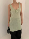 KYLETHOMASW  -  Three Dimensional Flower Knitted Vest Dress Women Summer New Design Looks Slim Can Be Worn in A Short Skirt