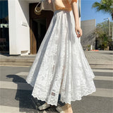 KYLETHOMASW  -  Bohemian High Waist Hollow Out Female Maxi Skirts Spring Summer Vintage Women's Lace Crochet Umbrella Long Skirts