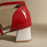 KYLETHOMASW  -  Ladies Pumps 2025 Sweet Toe 4.5cm Heels Patent Leather Buckle Big Size Date Summer Red C2234