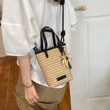 KYLETHOMASW  -  Women Mini Straw Woven Bucket Bag New Trend Summer Beach Crossbody Bags Female Cute Travel Fashion Handbags and Purses