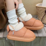KYLETHOMASW  -  Bow Cotton Shoe Waterproof Plush Boots Women Cute Warm Ankle Boots New Ladies Outdoor Non-slip Thick Sole Snow Boot Furry