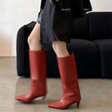 KYLETHOMASW  -  Ins Knee High Boots For Women Genuine Leather High Heels Winter Shoes 2025 Sexy Office Lady Long Booties