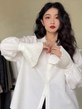 KYLETHOMASW  -  French Style Folds Shirts&blouses Women Tops Solid 2025 Spring Autumn Chic Blusas Mujer Vintage Elegant Camisas