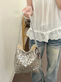 KYLETHOMASW  -  Leopard Tote Bag Twist Shoulder Strap Bags High Capaci Bolsa Commuter Bolsos mujer Advanced Sense Bolsas Daily Sac Femme
