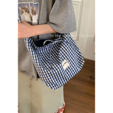 KYLETHOMASW  -  College Style Canvas Tote Bag for Women 2025 New Korean Versatile Large Capacity Bucket Bags