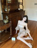 KYLETHOMASW  -  2025 Cinnamon Colored Custom High Gloss Yarn Super High-end Temperament Heavy-duty Handmade Floral Dress