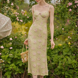 KYLETHOMASW  -  French Style Floral Print Sling Dress Women Sexy Slit Holiday Summer Dresses Elegant Lady Prairie Chic Party Robe Midi Vestidos