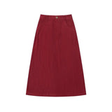 KYLETHOMASW  -  Retro Suits High Waisted Corduroy Skirt Women Autumn Solid Color Thin A Word Long Skirt Japanese Loose Shirt Sets