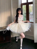 KYLETHOMASW  -  Lolita Kawaii Sweet Y2k Mini Dress Woman Short Sleeve Elegant Party Dress Japanese Lolita Casual Korean Fashion Dress Summer