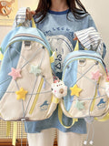 KYLETHOMASW  -  High Capacity Schoolmochila Travel Bag Contrast All Match Backpack Star Zipper Sac Femme Preppy Style Drawstring Bags for Woman