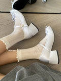 KYLETHOMASW  -  Retro Mary Jane Shoes Bow Knot Thick Heel Chunky Sole Fashionable Korean Style Women's Summer Shoes round Toe Slip-On