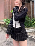 KYLETHOMASW  -  Summer Sexy Low-waist Sweet Cool Skirts New Pleated A-line Skirt for Women Fashion Street All-match Faldas Mujer