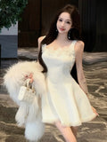 KYLETHOMASW  -  Elegant Princess Party Dress Sexy Off Shoulder Sleeveless Birthday Prom A-Line Short Vestidos Y2K Sweet Slim Waist Female Robe