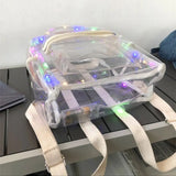 KYLETHOMASW  -  Large Capacity LED Lights Schoolbag Adjustable Straps Waterproof PVC Transparent Backpack Visible Multi-functional