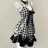 KYLETHOMASW  -  Plaid Dresses for Women Y2k Spring Summer Japanese Style Vintage Vestidos Mujer Bows Sleeveless Elegant Sexy Mini Dress