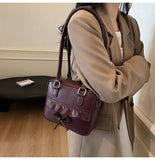 KYLETHOMASW  -  High Street Bow Red Shoulder Bags Women New Versatile Pu Leather Y2k Handbag Female Square Underarm Bag Aesthetic