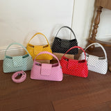 KYLETHOMASW  -  Women Sweet Polka Dot Patent Leather Underarm Bag Small Flap Design Single Short Handle Shoulder Bags Cute Daily Dating Handbags