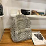 KYLETHOMASW  -  Small Mesh Backpack Bags Women Solid Color Back Packs Females Travel Simple Beach Student School Backpacks