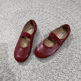 KYLETHOMASW  -  Red Fashion Pleated Women Flat With Shoes Round Toe Casual Female Shallow Footwear Slip On Ladies Mary Janes Flat Shoes New