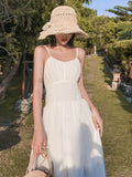 KYLETHOMASW  -  Women Vacation Clothes White Asymmetrical Sexy Sling Backless Bandage Slim Long Dress Elegant Party Birthday Vestidos Robe Beach