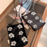 KYLETHOMASW  -  Silver Sequins Flower Zipper Pouch Women Fashion Versatile Mini Crossbody Bag Ladies Harajuku Casual Versatile Purse Chic