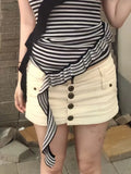 KYLETHOMASW  -  American Single Breasted Denim Skirts Y2k Sexy Low-waisted Bodycon Skirt Forwomen Summer New All-match Faldas Mujer